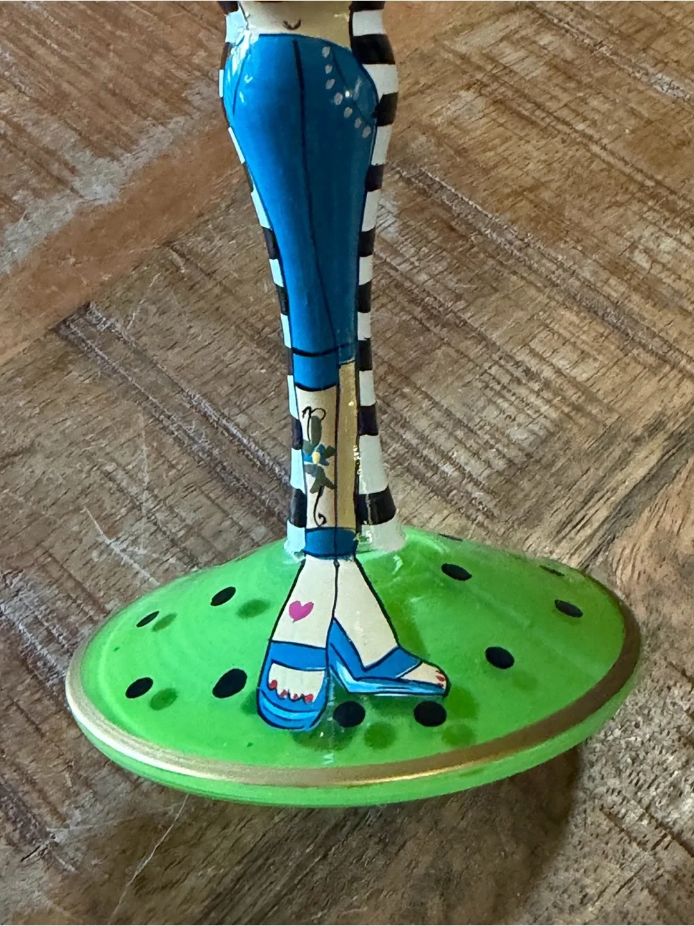 Appletree Design Hand Painted By Babs Rocker Chic Martini Glass Signed 5oz.